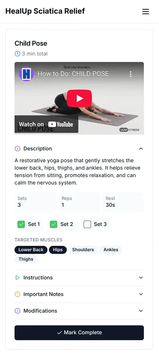 Exercise program interface