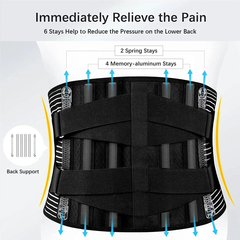 HealUp Lumbar Back Support Brace with Aluminium Stay Supports - HealUp